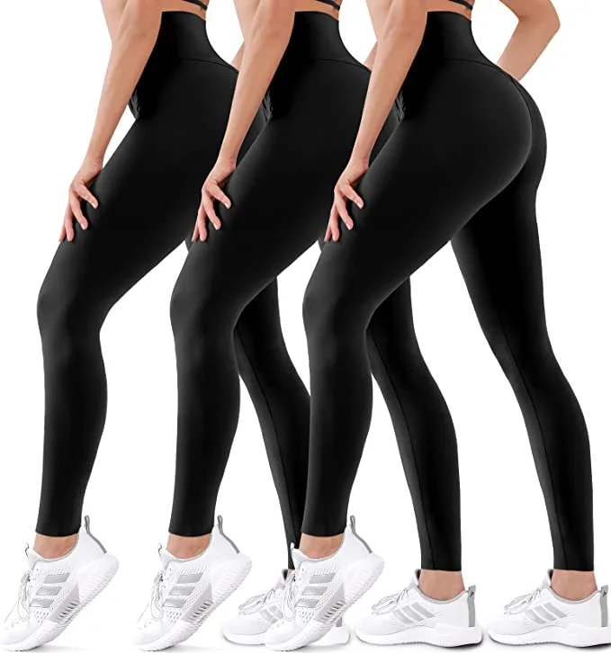 3 Pack Black Set High Waisted Leggings for Women