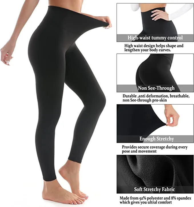3 Pack Black Set High Waisted Leggings for Women