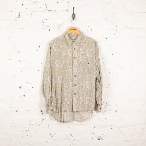 90s Long Sleeve Pattern Shirt - Beige - XL