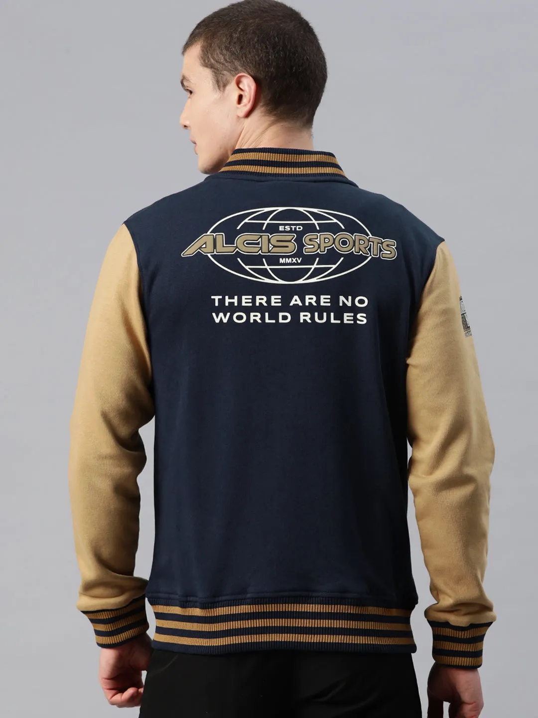 Alcis Men Typography Printed Varsity Jacket