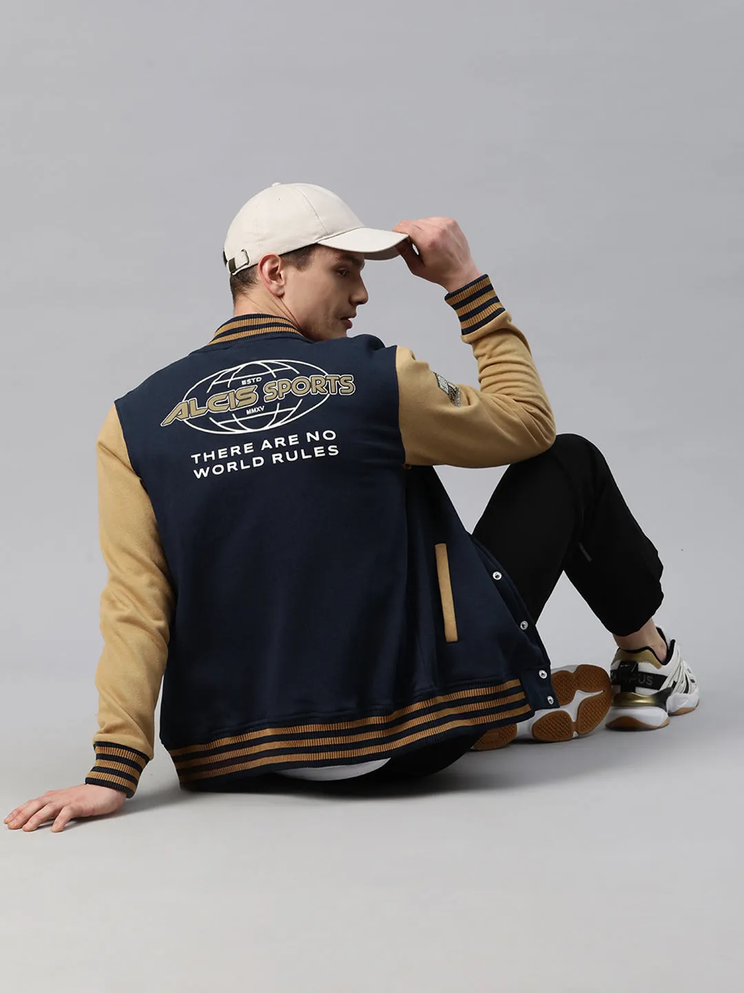 Alcis Men Typography Printed Varsity Jacket