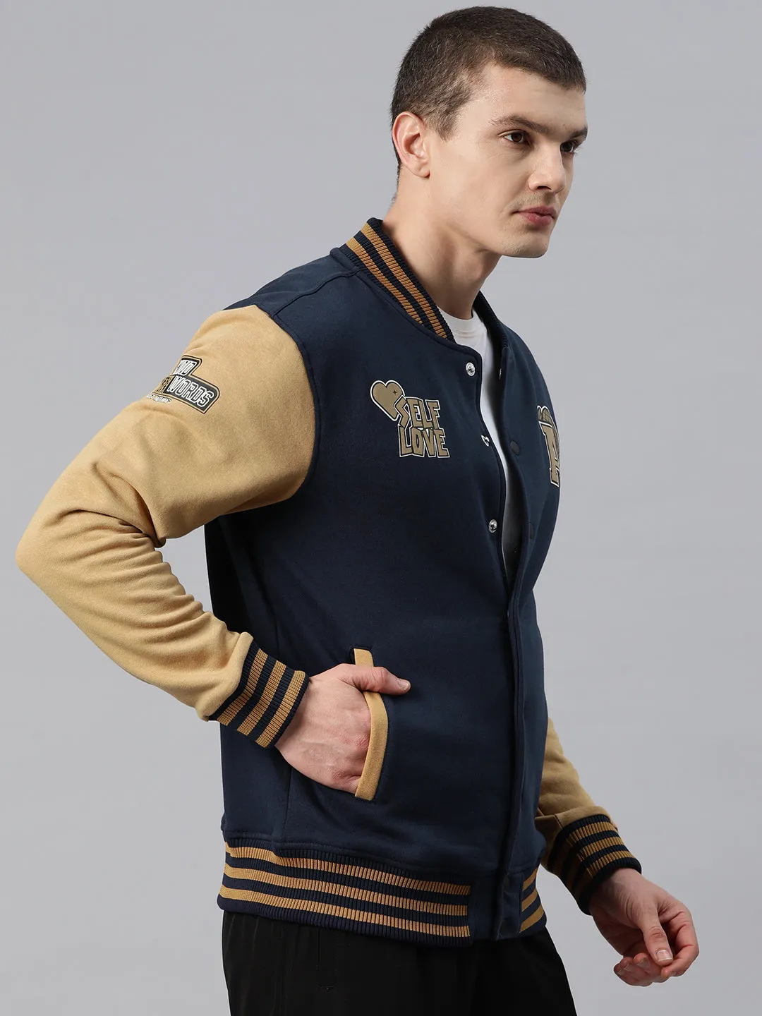 Alcis Men Typography Printed Varsity Jacket
