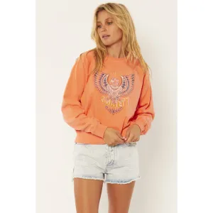 Amuse Society Womens Phoenix Rising Long Sleeve Fleece Crew Shirt