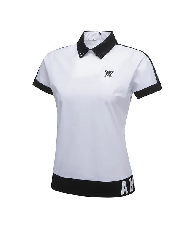 ANEW Golf: Women Back Zip Shoulder Tape Point Short T-Shirt - White