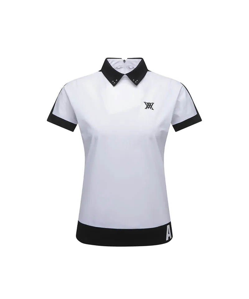 ANEW Golf: Women Back Zip Shoulder Tape Point Short T-Shirt - White