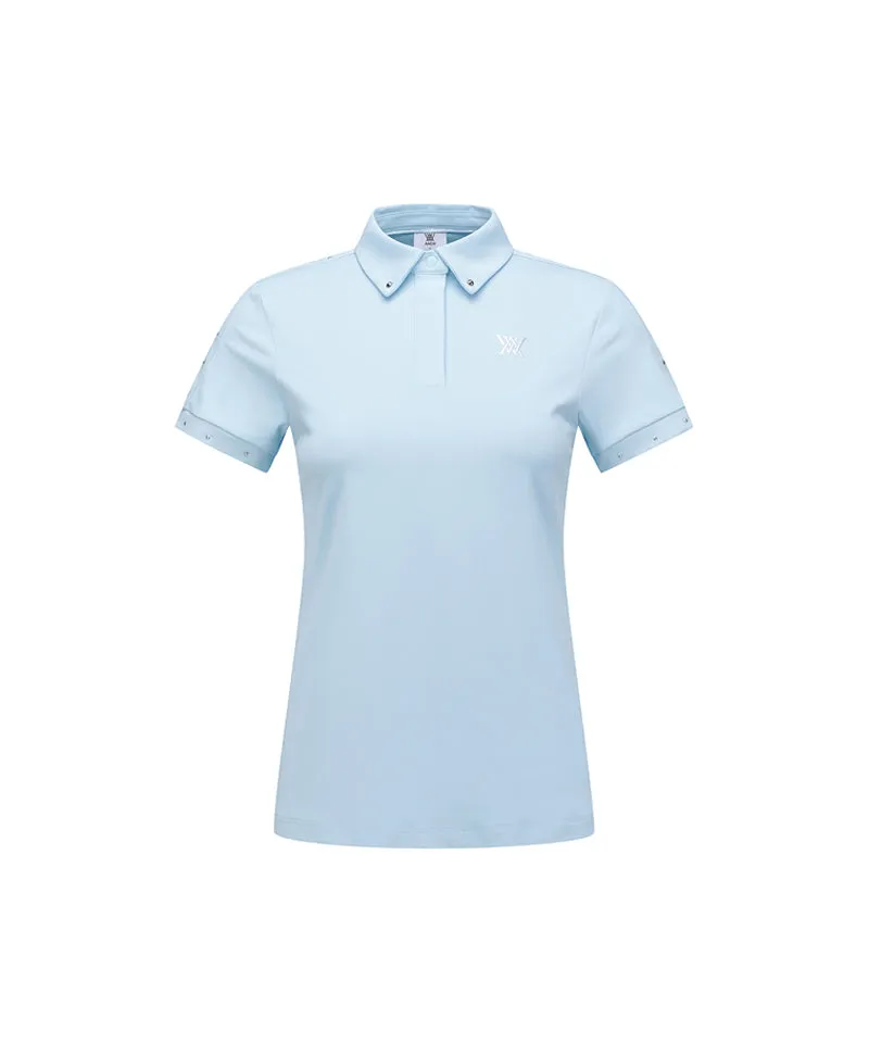 ANEW Women's Back Triangular Point Short T-Shirt - Sky Blue