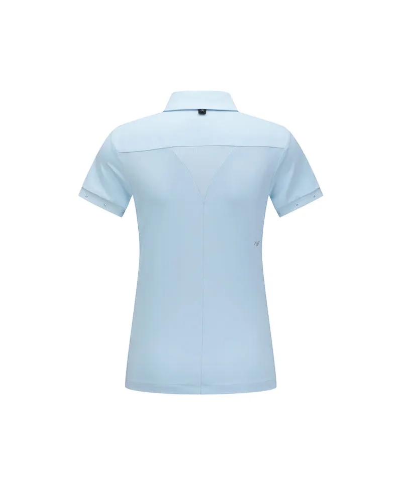 ANEW Women's Back Triangular Point Short T-Shirt - Sky Blue