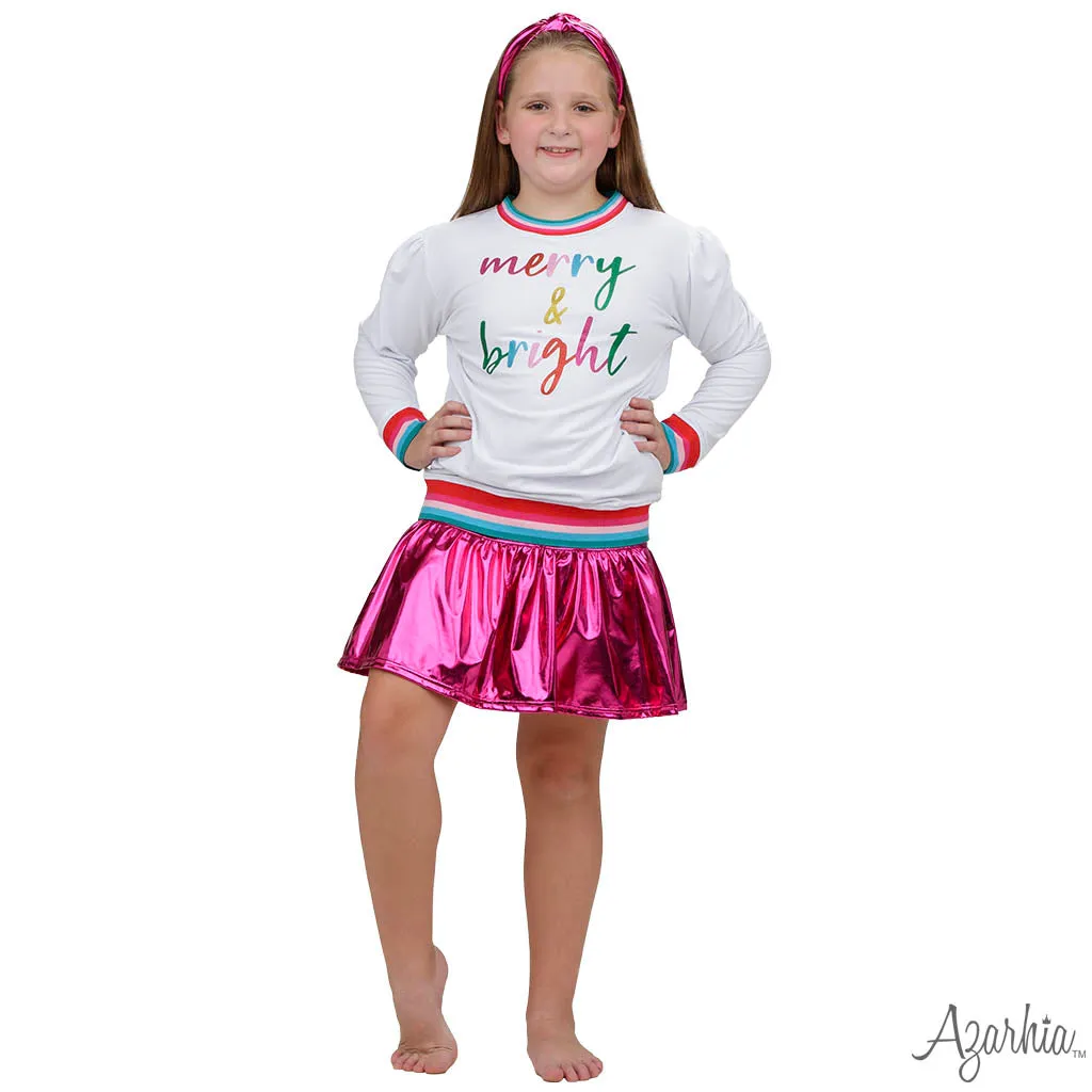 Azarhia Gathered Skort - Metallic Hot Pink