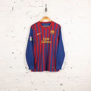 Barcelona 2011 Nike Long Sleeve Home Football Shirt - Red - L