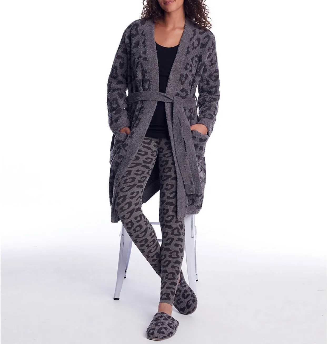 Barefoot Dreams COZYCHIC ULTRA LITE Leopard Leggings - Graphite/Carbon