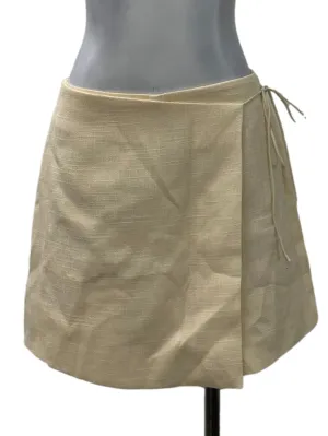 Beige Side Tie Textured Skorts