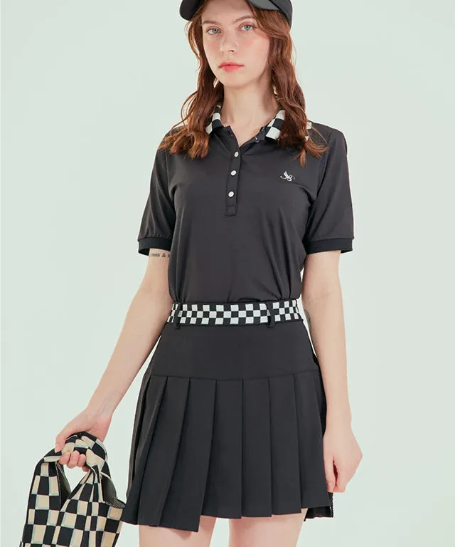 BENECIA 12 Checkers Unbalanced Culottes  - Black