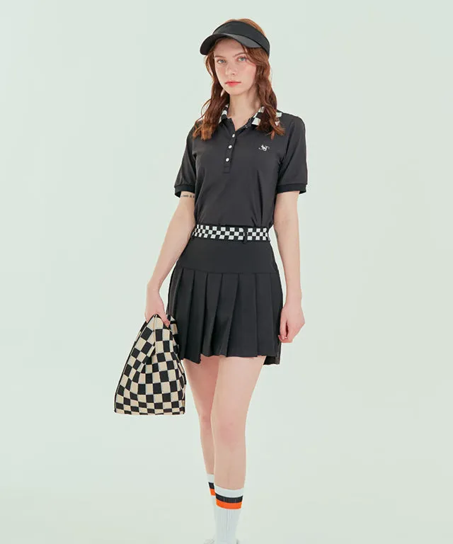 BENECIA 12 Checkers Unbalanced Culottes  - Black