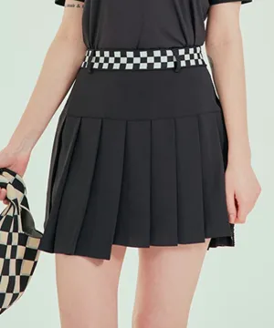 BENECIA 12 Checkers Unbalanced Culottes  - Black