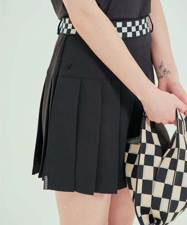 BENECIA 12 Checkers Unbalanced Culottes  - Black