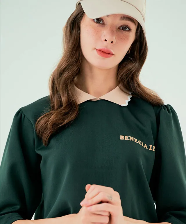 BENECIA 12 Flower Collar Top - Green