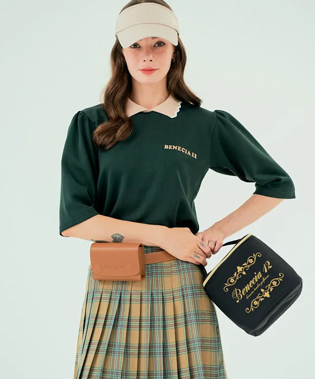 BENECIA 12 Flower Collar Top - Green