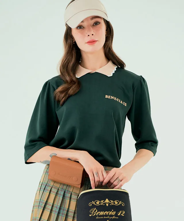 BENECIA 12 Flower Collar Top - Green
