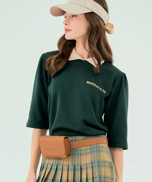 BENECIA 12 Flower Collar Top - Green