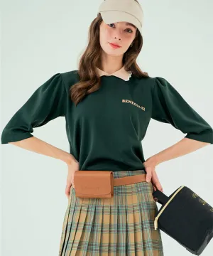 BENECIA 12 Flower Collar Top - Green