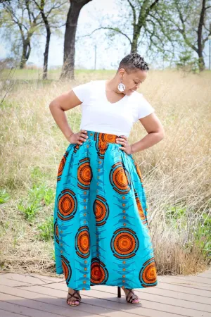 Benue Skirt-Orange Turquoise