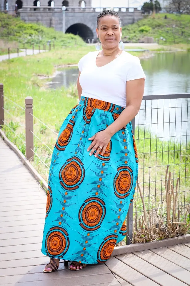 Benue Skirt-Orange Turquoise