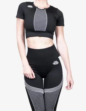BIKER Seamless Crop Top – Black / White