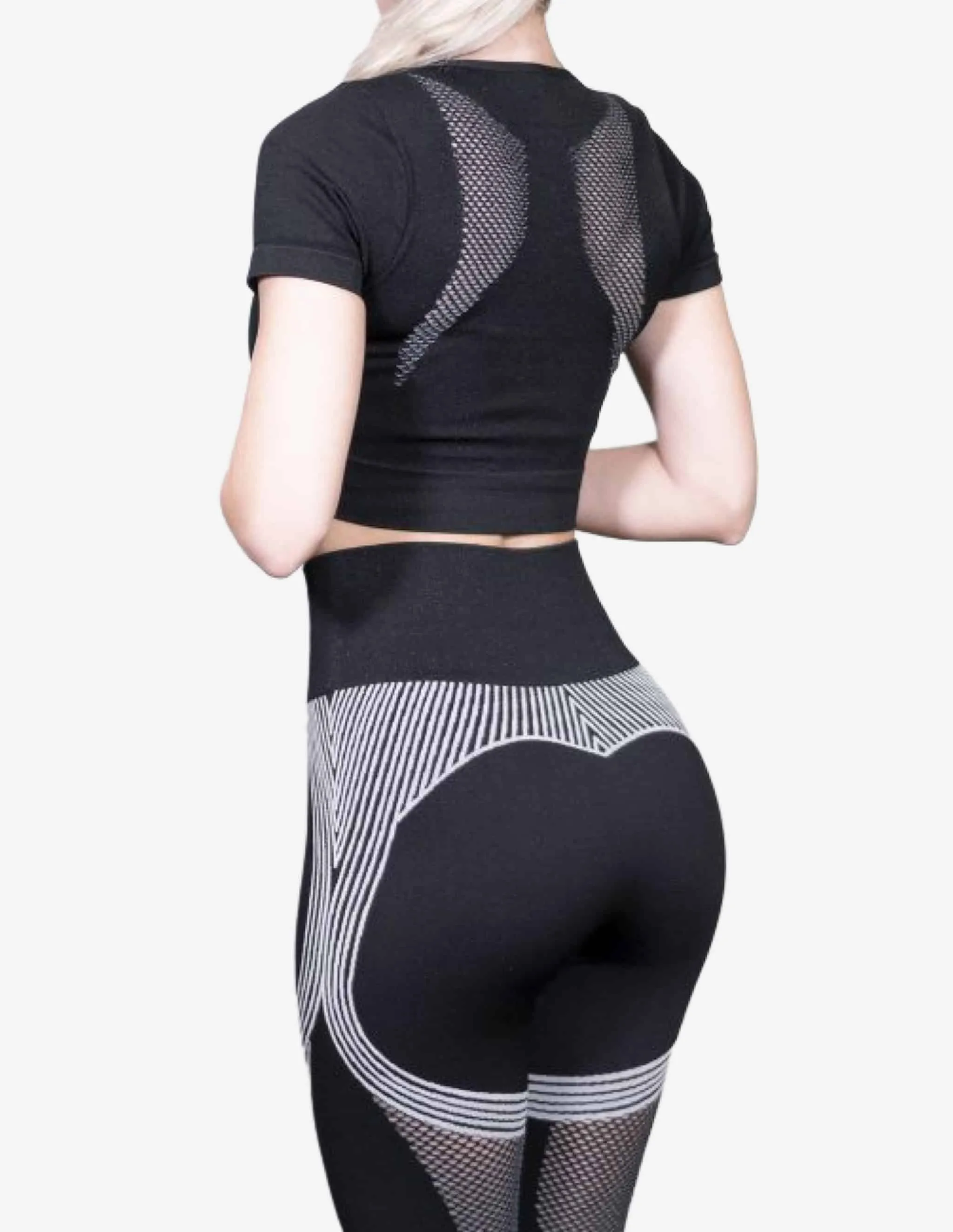 BIKER Seamless Crop Top – Black / White