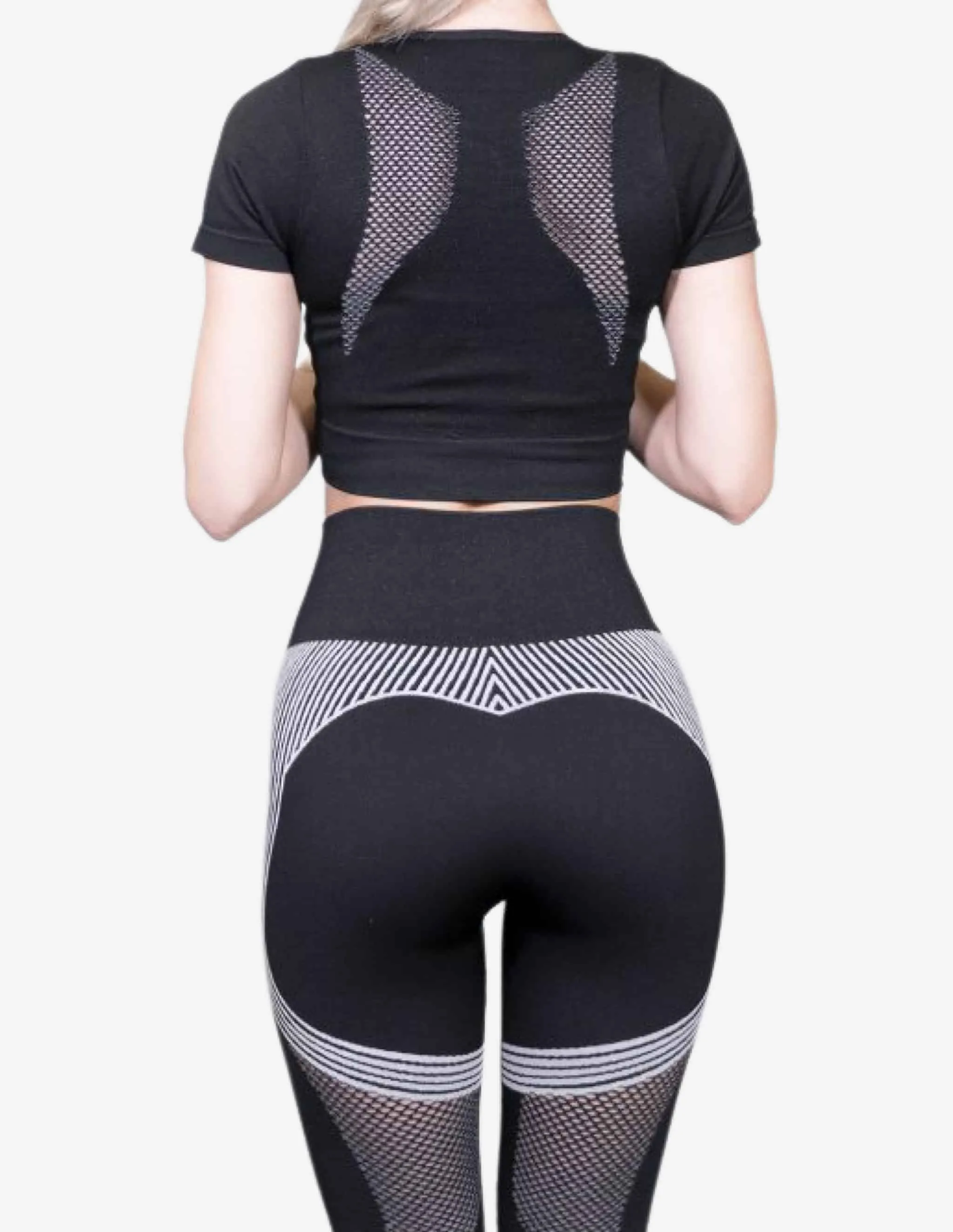 BIKER Seamless Crop Top – Black / White