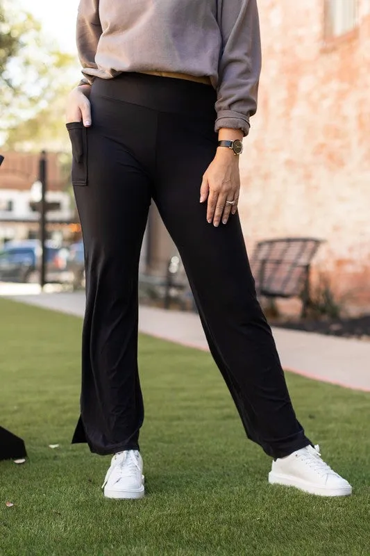 Black Relaxed Fit  Straight Leg