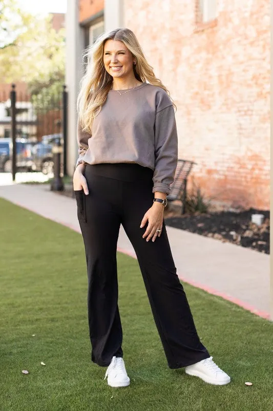 Black Relaxed Fit  Straight Leg