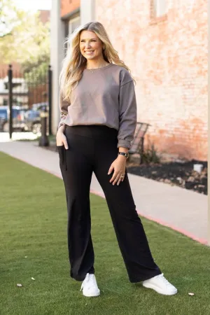 Black Relaxed Fit  Straight Leg