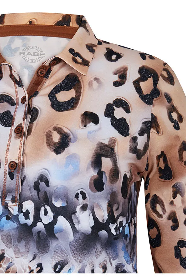 BLUE ANIMAL PRINT POLO T-SHIRT
