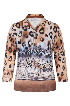 BLUE ANIMAL PRINT POLO T-SHIRT