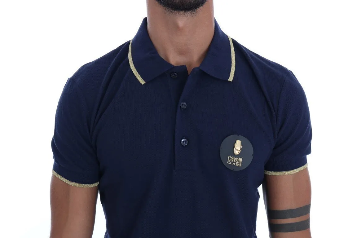 Blue Cotton Short Sleeve Polo T-shirt