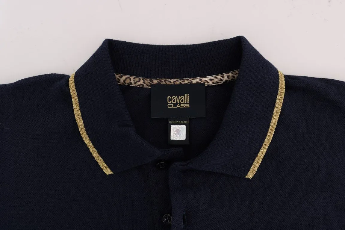 Blue Cotton Short Sleeve Polo T-shirt
