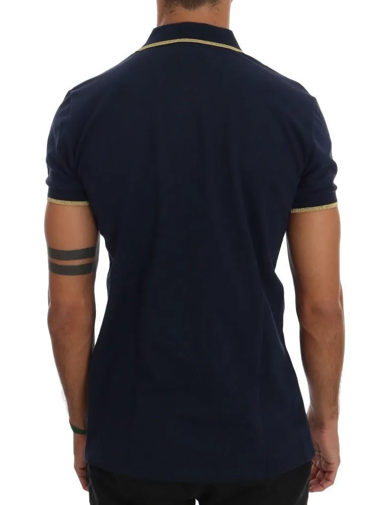 Blue Cotton Short Sleeve Polo T-shirt