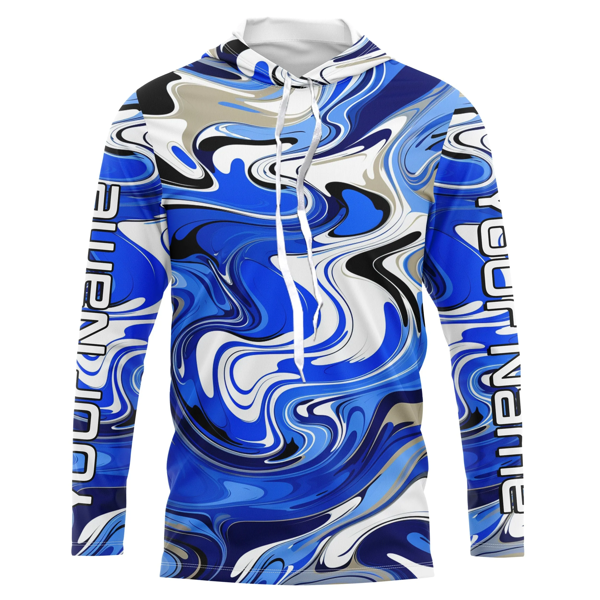 Blue Water Camo Custom Long Sleeve Performance Fishing Shirts, Sun Protection Fishing Jerseys IPHW5977