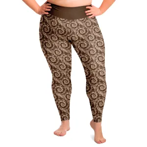 Brown Tie Dye Leggings Plus Size 2X-6X Squat Proof