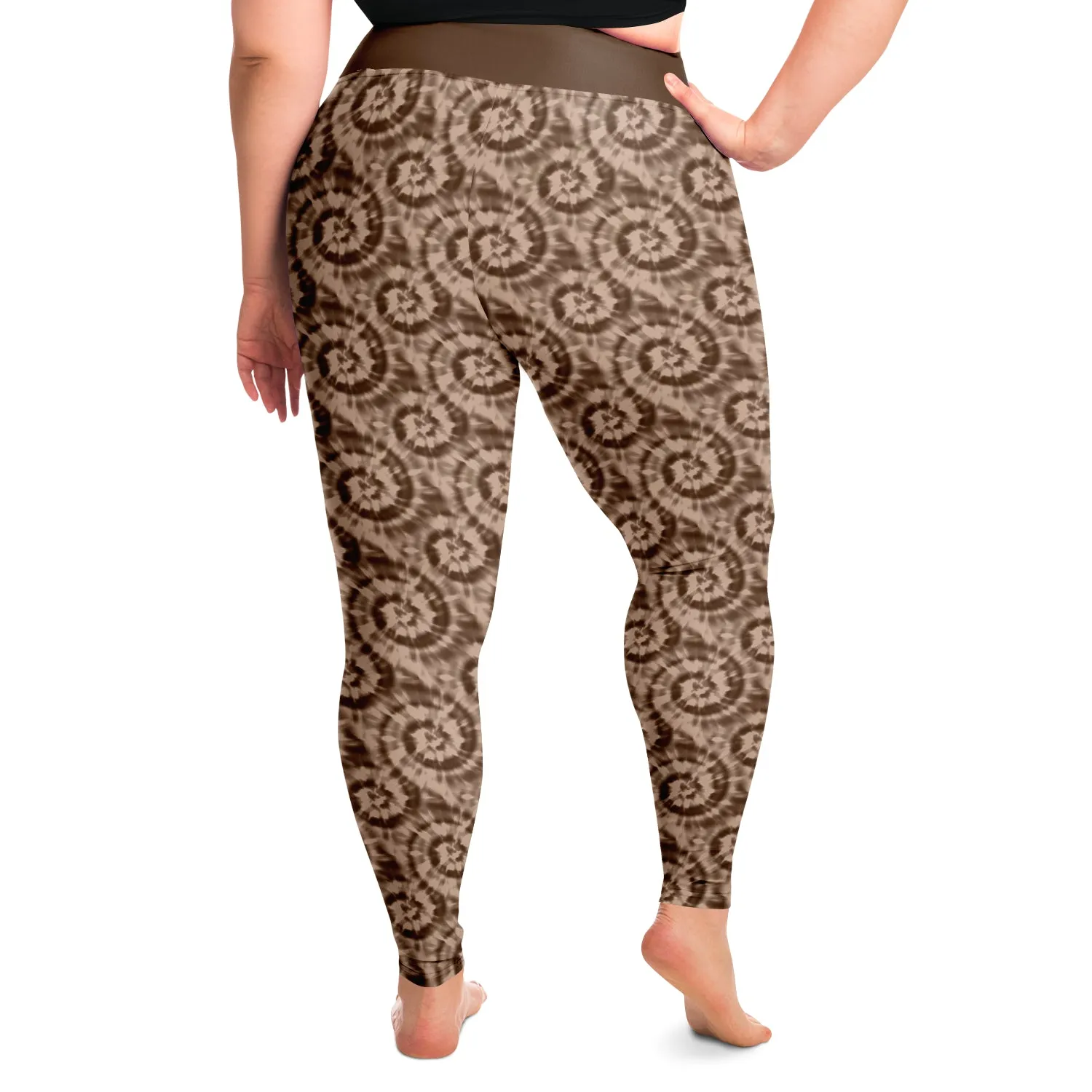 Brown Tie Dye Leggings Plus Size 2X-6X Squat Proof