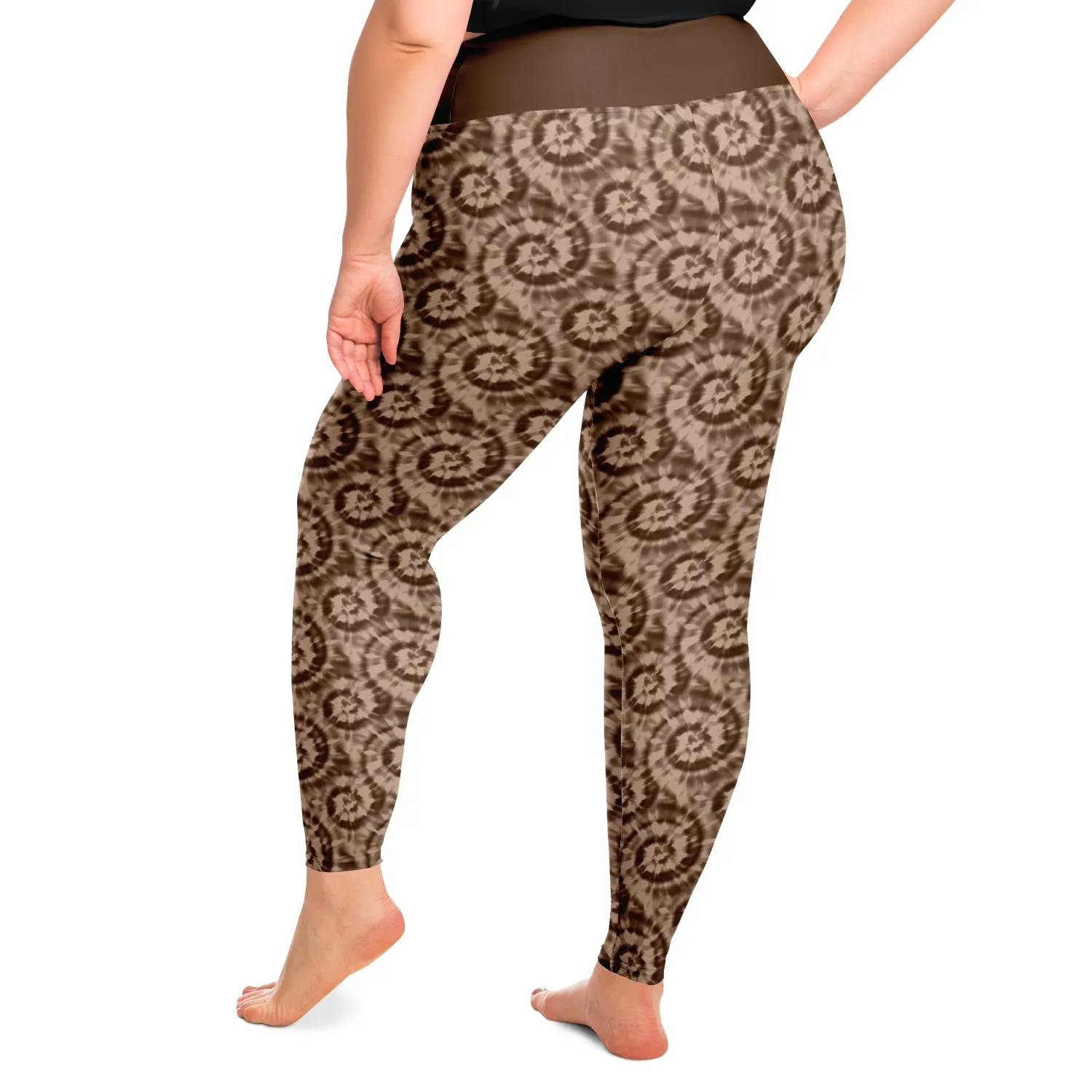 Brown Tie Dye Leggings Plus Size 2X-6X Squat Proof