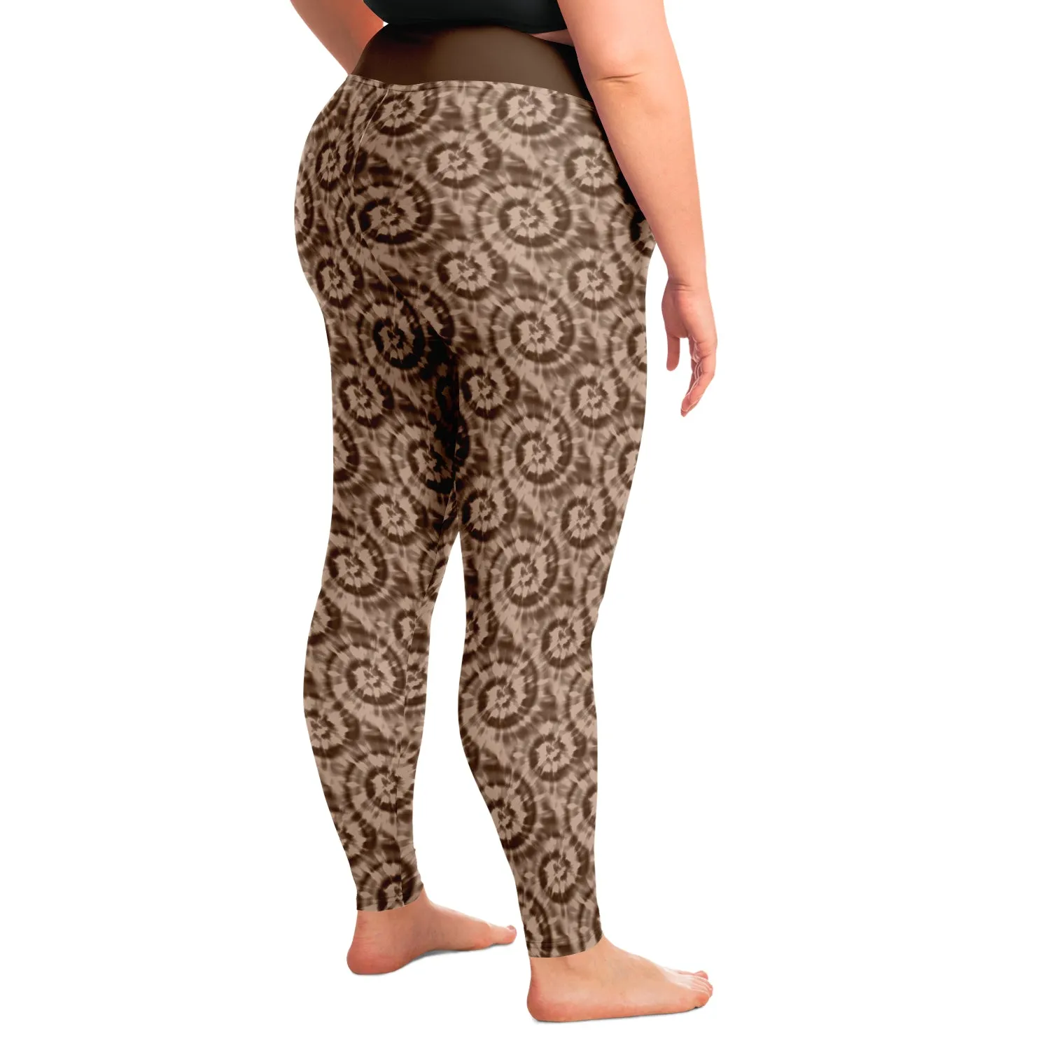 Brown Tie Dye Leggings Plus Size 2X-6X Squat Proof