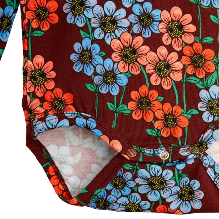 Burgundy Daisy Long Sleeve Bodysuit