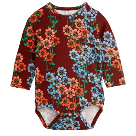 Burgundy Daisy Long Sleeve Bodysuit