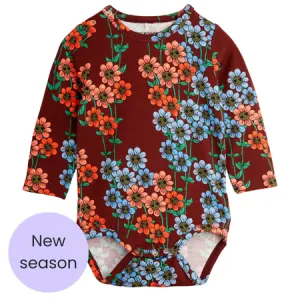 Burgundy Daisy Long Sleeve Bodysuit