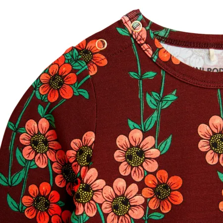 Burgundy Daisy Long Sleeve Bodysuit