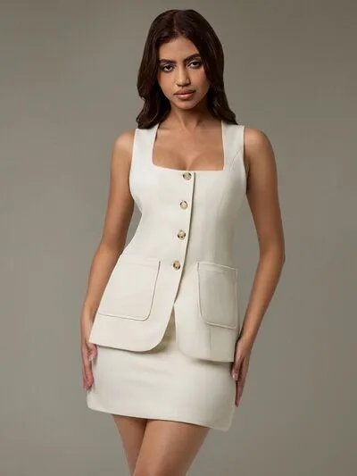 Button Down Skirt Set