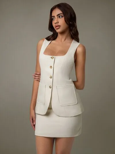 Button Down Skirt Set