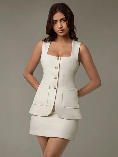 Button Down Skirt Set