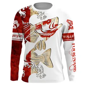 Canada Flag Walleye Fishing patriot Custom name Long sleeve, Long Sleeve Hooded NPQ961